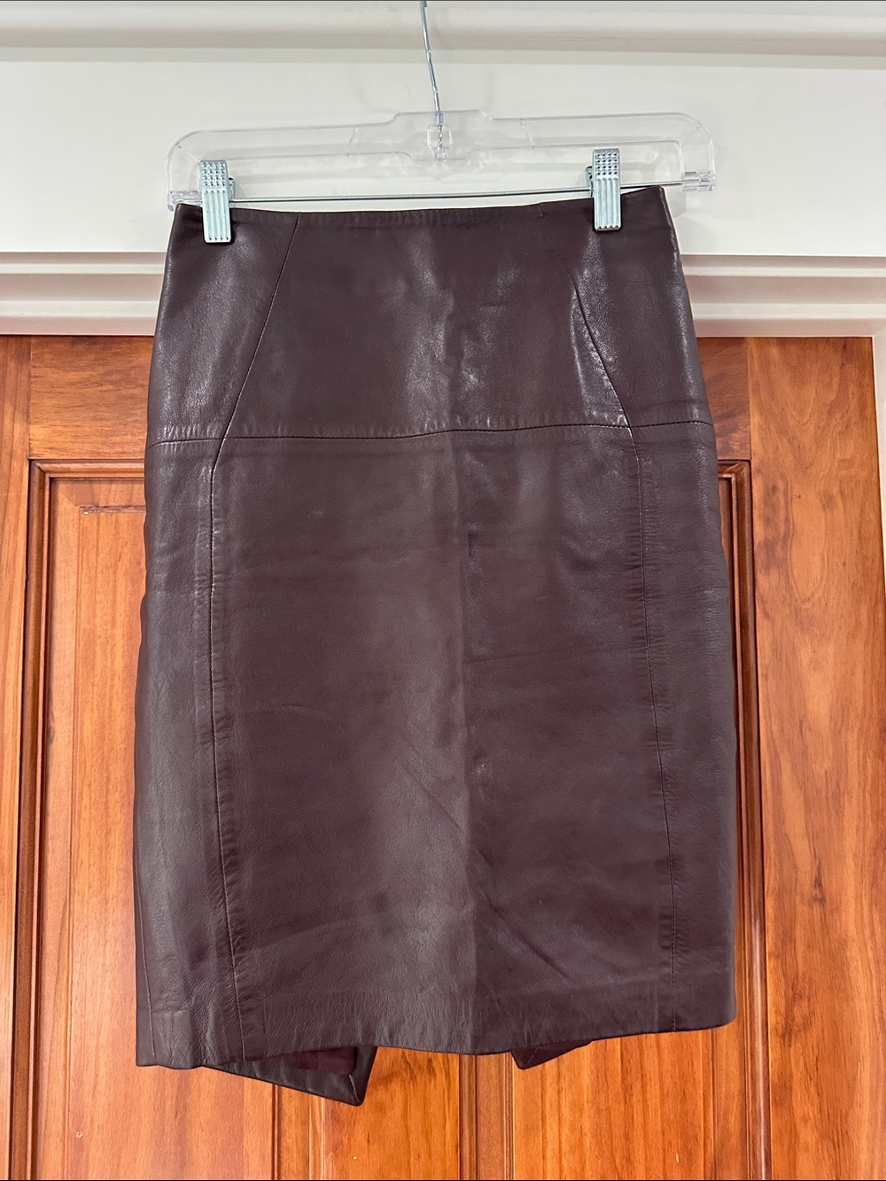 H&M Deep Wine Faux Leather Pencil Skirt